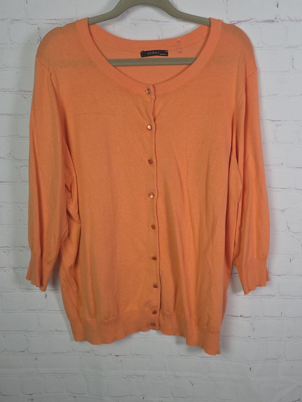 Cyrus Peach Button-Front Lightweight Cardigan 3X